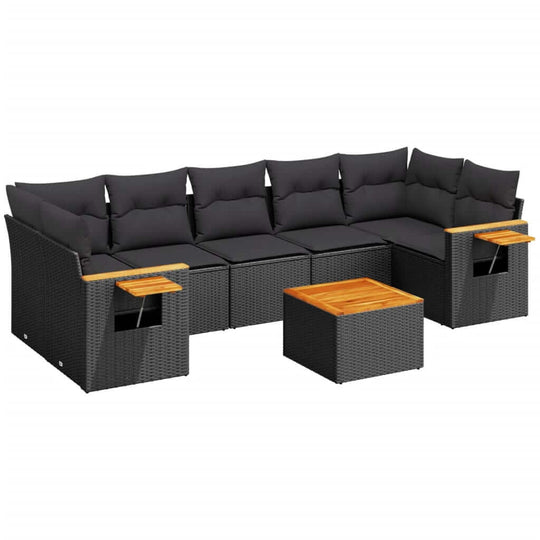 8 Piece Garden Sofa Set with Cushions  Poly Rattan featuring a modern design with comfortable seating and wooden accents.