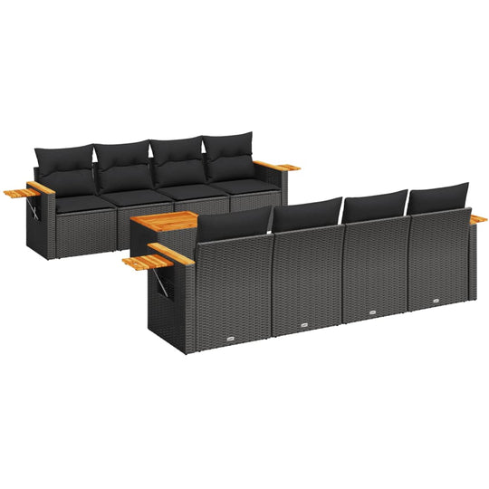 9 Piece Garden Sofa Set with Cushions Poly Rattan featuring a modern design and durable materials for outdoor comfort.