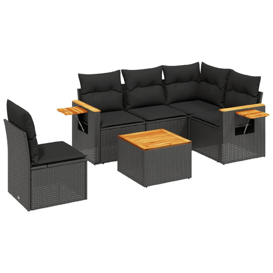 6 Piece Garden Sofa Set with Cushions Poly Rattan in a modern outdoor patio setting.