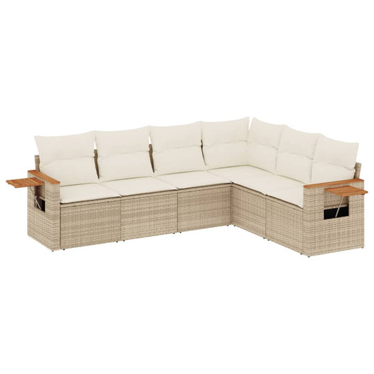 6 Piece Garden Sofa Set with Cushions Poly Rattan in elegant design perfect for outdoor spaces.