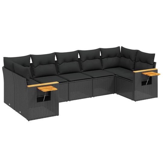 7 Piece Garden Sofa Set with Cushions Poly Rattan in stylish design with side tables and comfortable cushions.