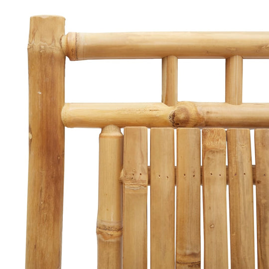 Close-up of bamboo folding garden chair highlighting durable natural material and elegant design for outdoor furniture.