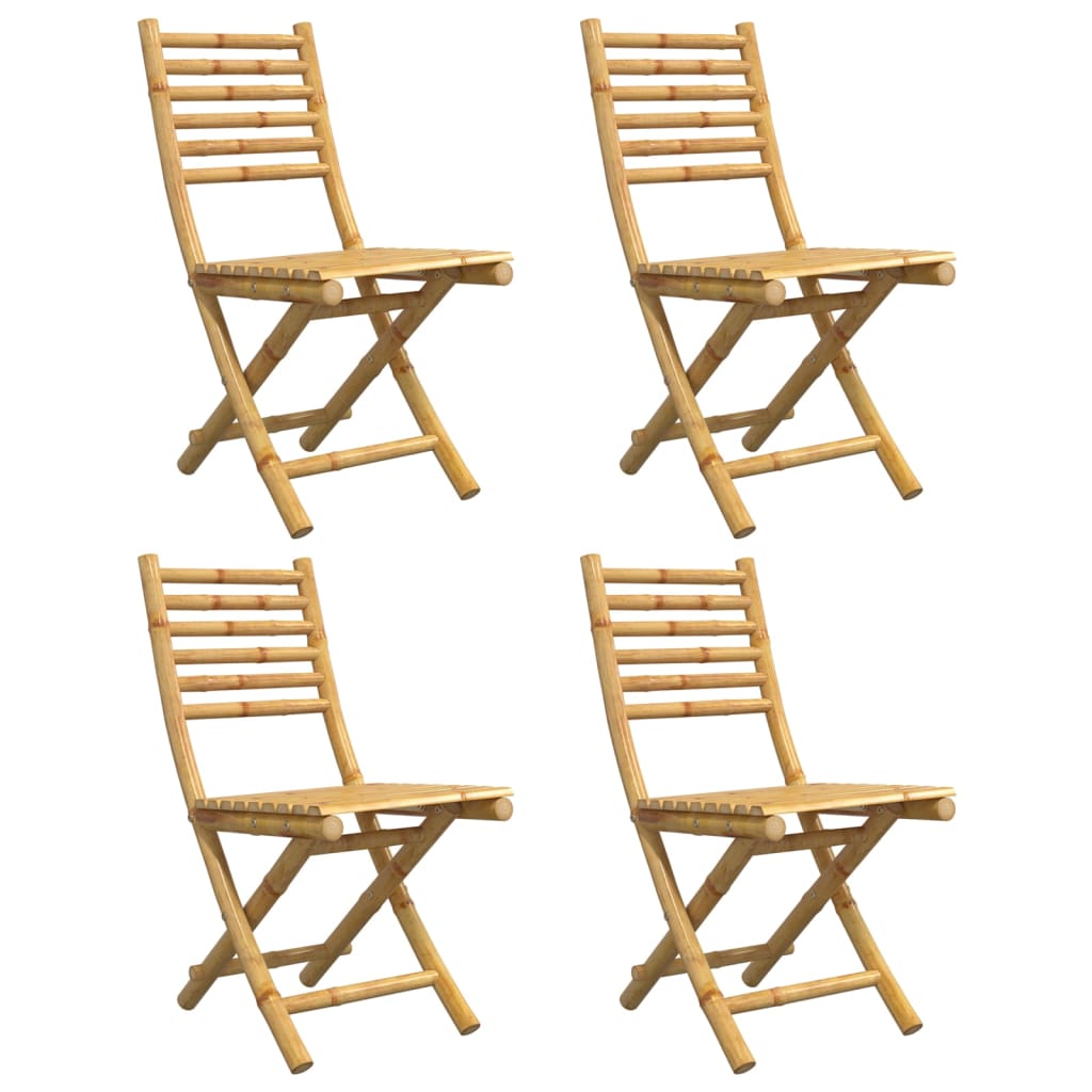 Set of 4 folding bamboo garden chairs, ideal outdoor furniture for patios or gardens, combining elegance and durability.