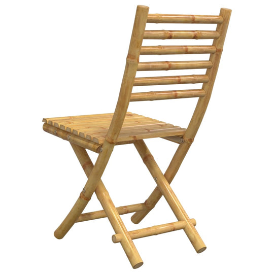 Bamboo folding garden chair with slatted design, ideal for outdoor dining and easy storage. Durable and stylish furniture piece.