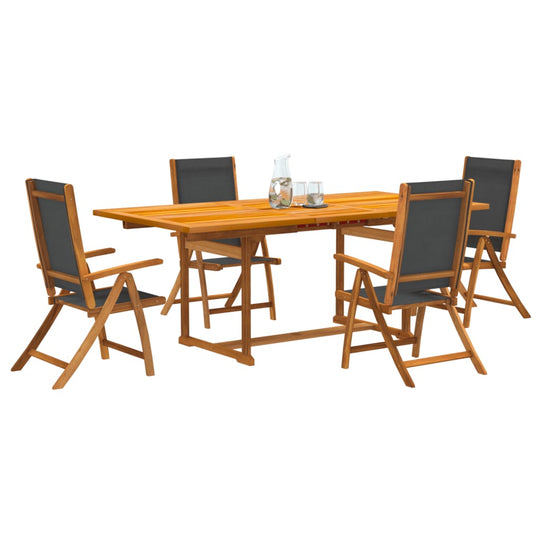 5 Piece Garden Dining Set Solid Wood Acacia and Textilene , Garden Dining Set , Furniture -,Home & Garden -,Modern Design,new-305021,Outdoor Furniture -,Outdoor Furniture Sets,Outdoor Living,Outdoor Recreation -,Outdoor Seating -,Outdoor Structures -,Outd