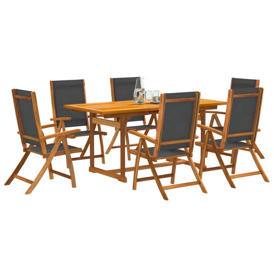 5 Piece Garden Dining Set Solid Wood Acacia and Textilene , Garden Dining Set , Furniture -,Home & Garden -,Modern Design,new-305021,Outdoor Furniture -,Outdoor Furniture Sets,Outdoor Living,Outdoor Recreation -,Outdoor Seating -,Outdoor Structures -,Outd