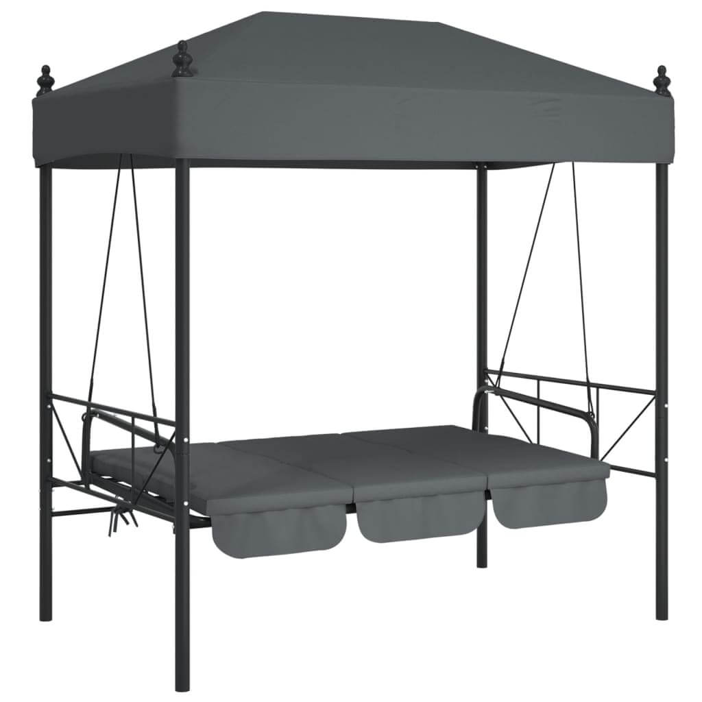 Garden Swing Bench with Canopy Dark  Steel