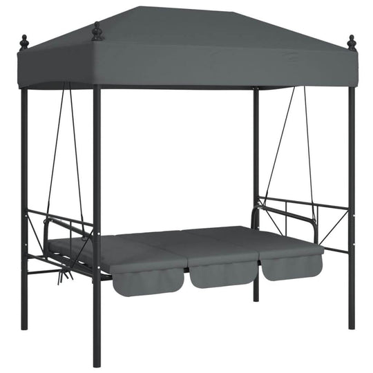 Garden Swing Bench with Canopy Dark  Steel