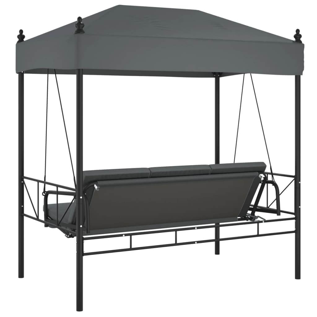 Garden Swing Bench with Canopy Dark  Steel
