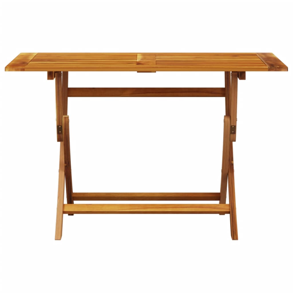 Folding acacia wood garden table for outdoor dining and relaxation, featuring a sturdy, natural finish.