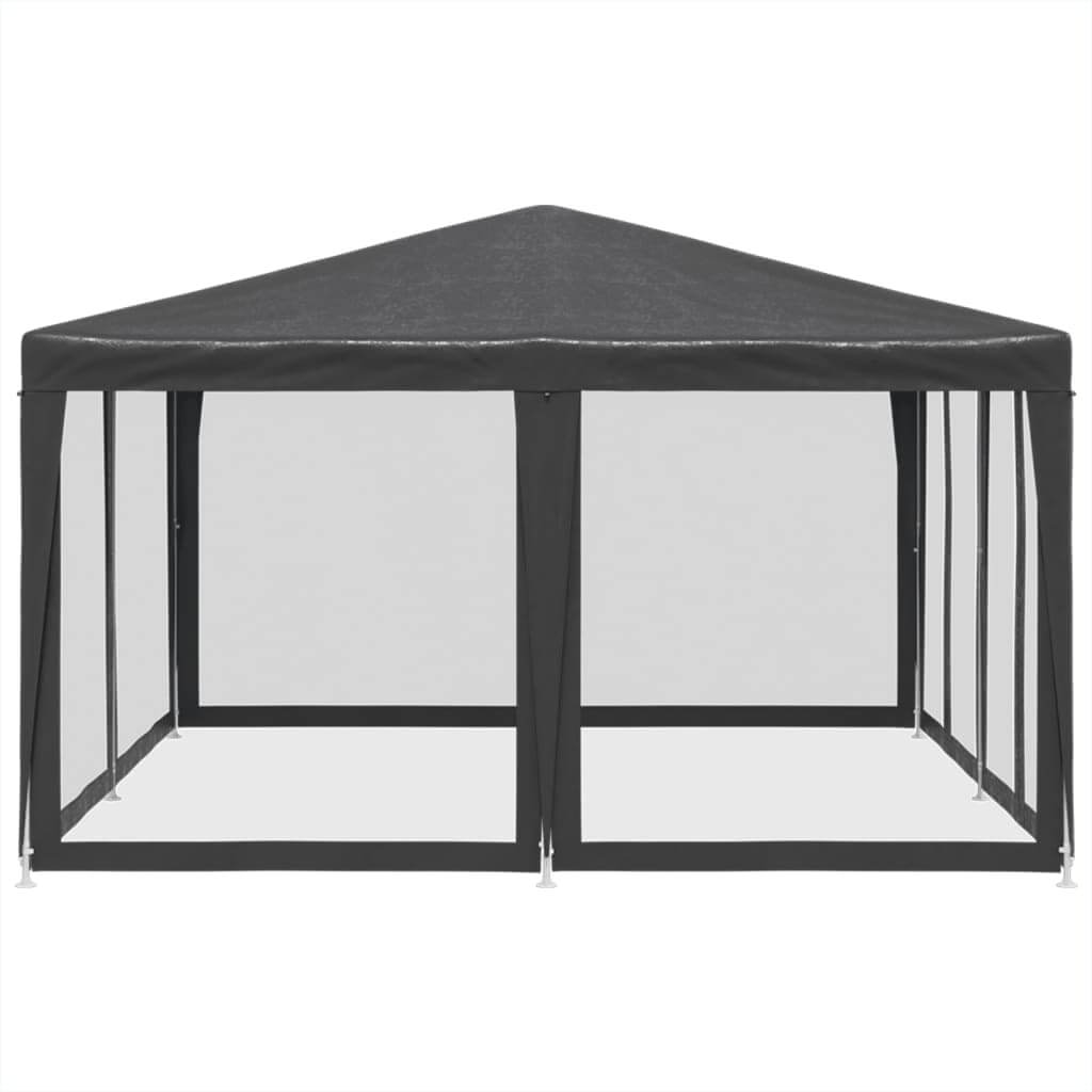 Anthracite party tent with mesh sidewalls, perfect for outdoor living spaces and garden furniture setups.