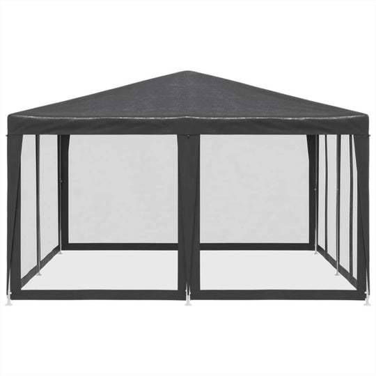 Anthracite party tent with mesh sidewalls, perfect for outdoor living spaces and garden furniture setups.