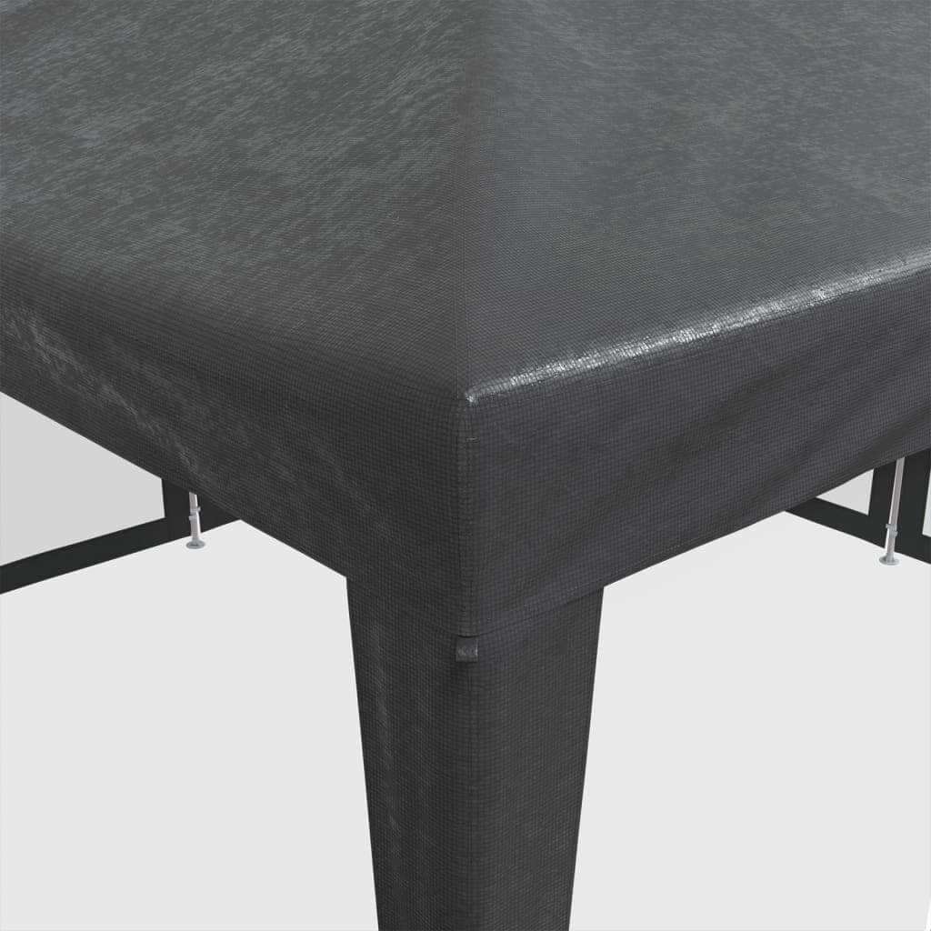 Close-up of a party tent corner showcasing durable HDPE fabric and iron frame, perfect for outdoor events.