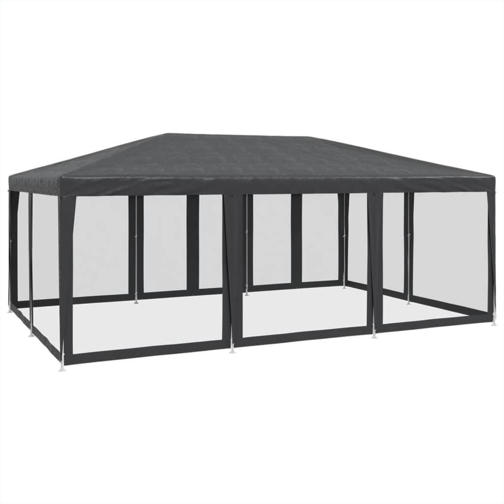Party Tent with 10 Mesh Sidewalls  6x4 m HDPE