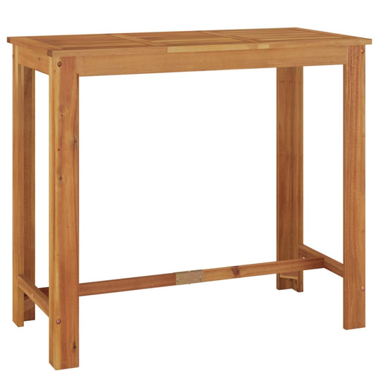 Elegant solid wood bar table for outdoor dining, perfect for garden lounge settings. Durable and stylish for any patio.