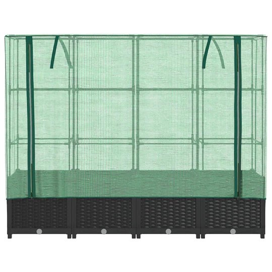 Raised Bed with Greenhouse Cover Rattan Look 160x40x138 cm