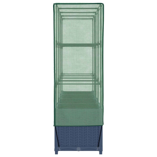 Raised Bed with Greenhouse Cover Rattan Look 160x40x138 cm