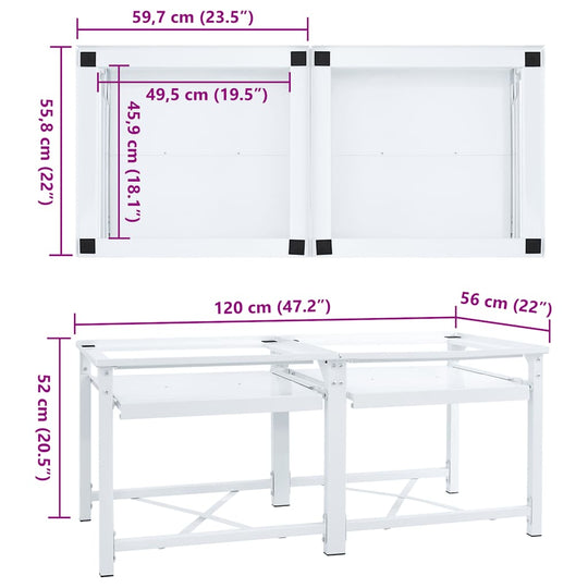 Double Washing Machine Pedestal with Pull-Out Shelves