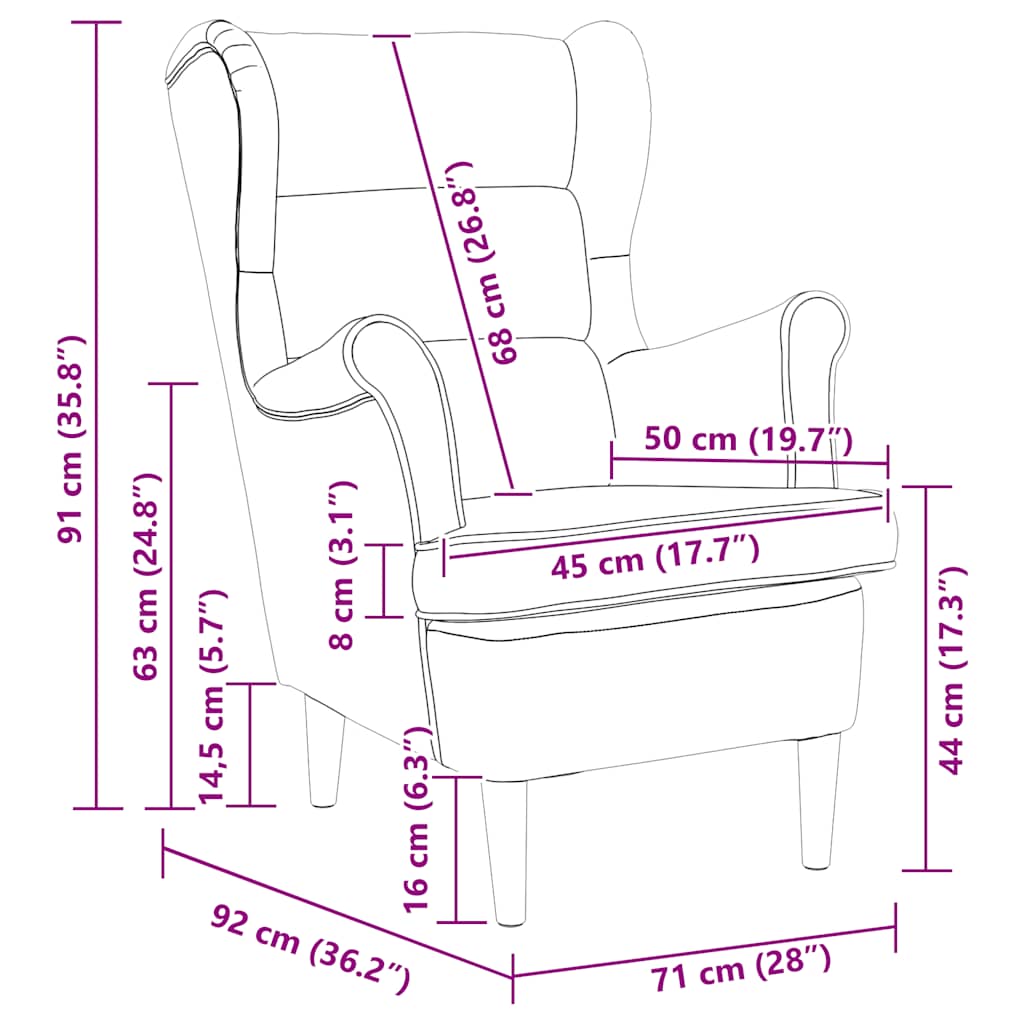 Armchair Dark  74x84x100 cm Fabric
