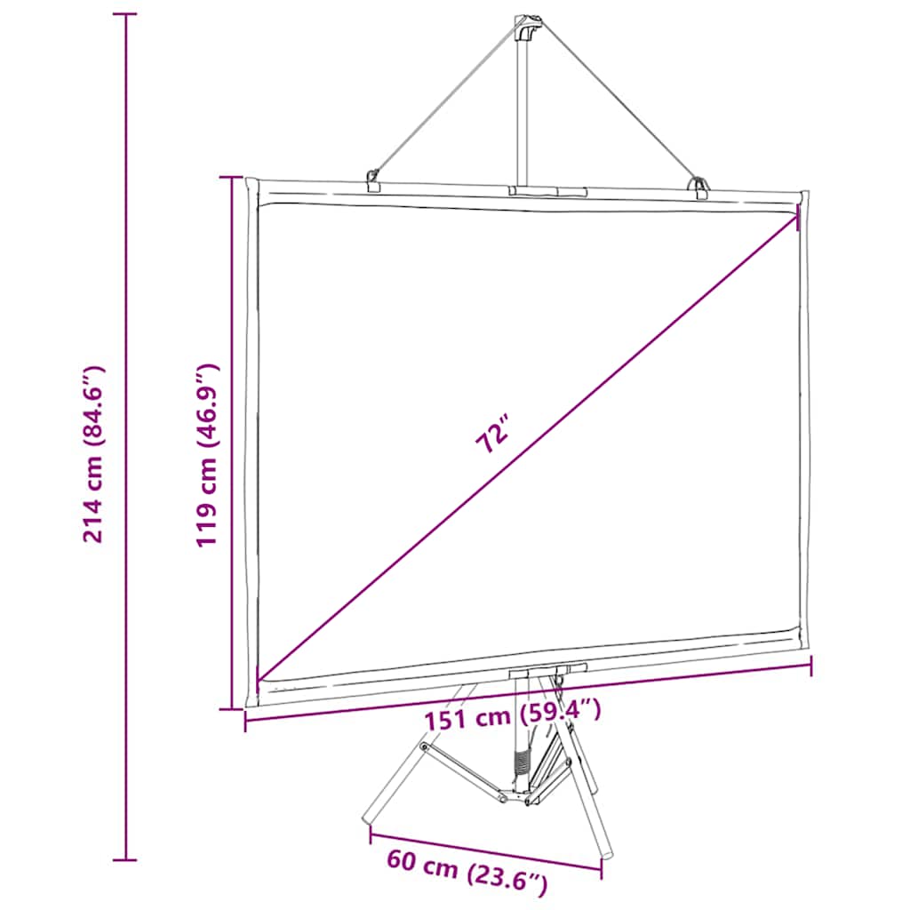 Projection Screen with Tripod 72 Inch 4:3