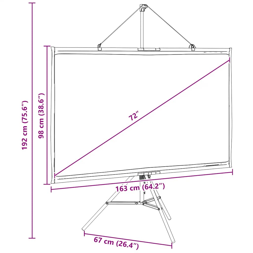 Projection Screen with Tripod 72 Inch 16:9