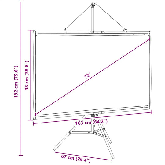 Projection Screen with Tripod 72 Inch 16:9
