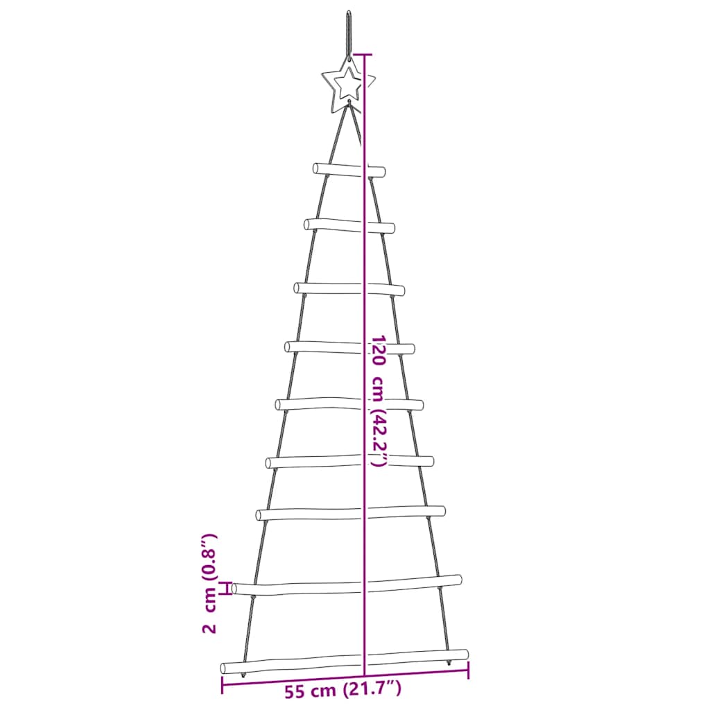  Hanging Christmas Trees with Top Stars 2 pcs 55x120 cm Natural Branch