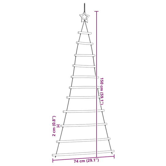  Hanging Christmas Tree with Top Star 74x150 cm Natural Branch