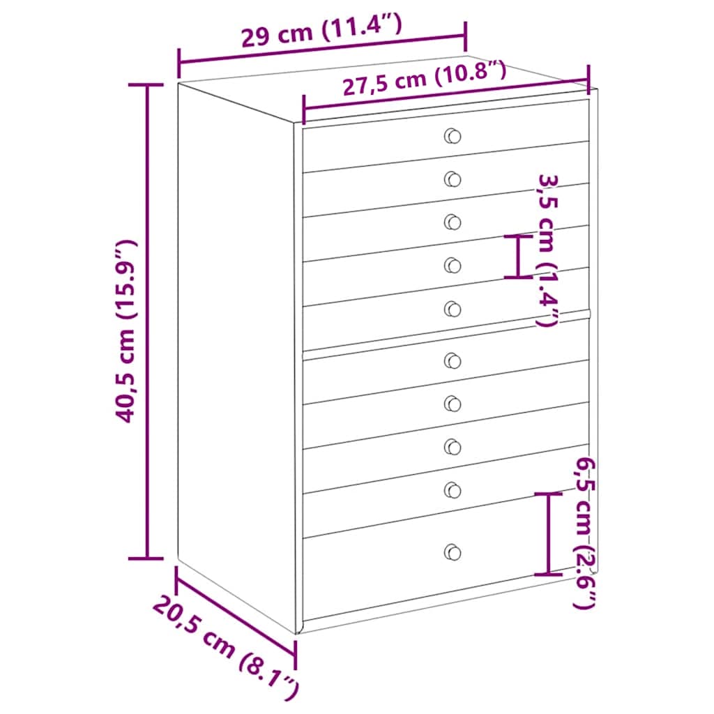 Jewellery Box 10-Layer with Watch Holders  29x20.5x40.5 cm