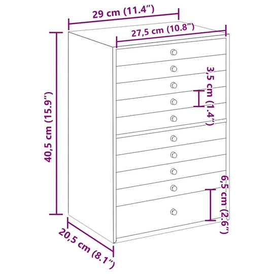 Jewellery Box 10-Layer with Watch Holders  29x20.5x40.5 cm