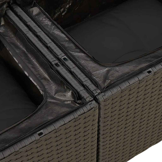 طقم أريكة حديقة مكون من 9 قطع مع وسائد من خشب الروطان الصناعي وخشب الأكاسيا