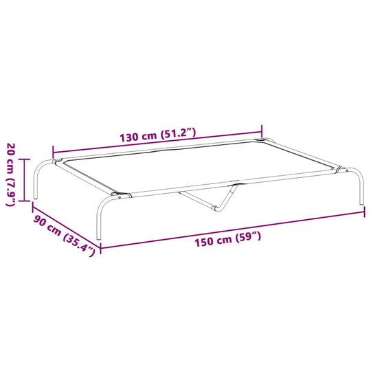 Elevated Dog Bed  150x90x20 cm Textilene and Steel