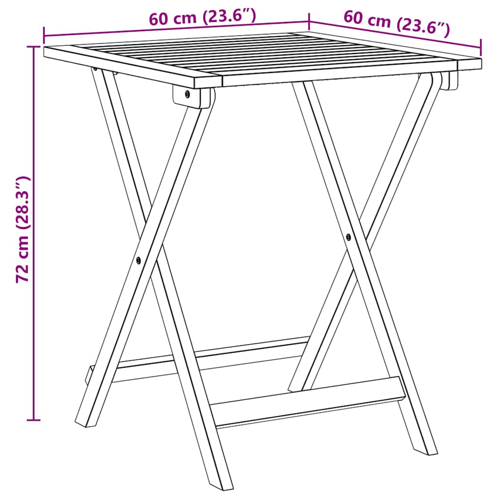 Garden Table Folding Natural  Solid Acacia Wood