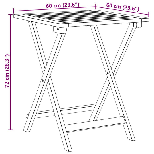 Garden Table Folding Natural  Solid Acacia Wood