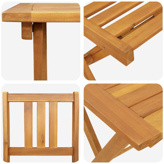 Bistro Set Folding 3 pcs Oil Natural Solid Acacia Wood