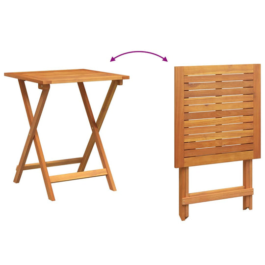 Bistro Set Folding 3 pcs Oil Natural Solid Acacia Wood