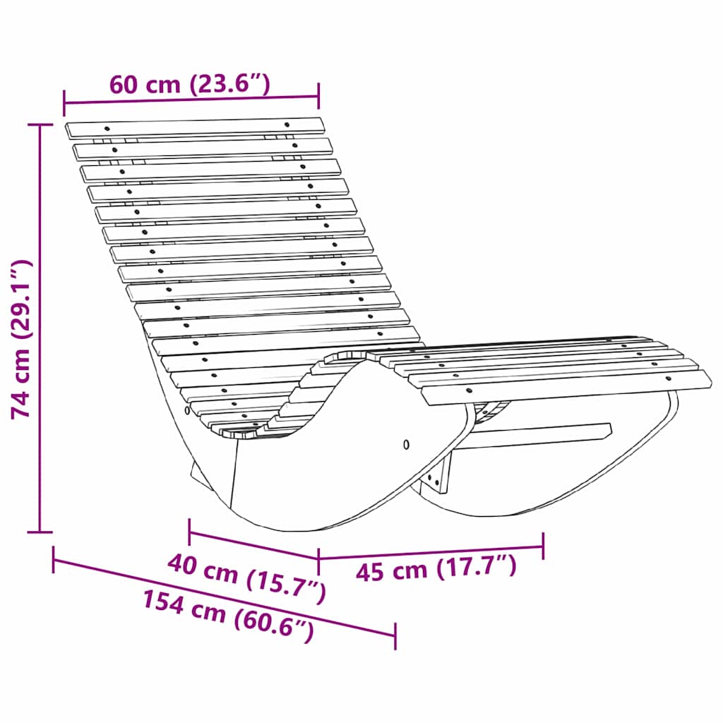 كرسي استرخاء لشخصين، قطعتان، مصنوع من خشب الأكاسيا الصلب