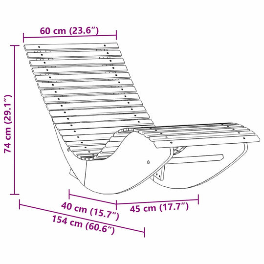 كرسي استرخاء لشخصين، قطعتان، مصنوع من خشب الأكاسيا الصلب