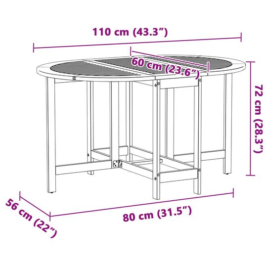 Garden Table Folding   Solid Acacia Wood