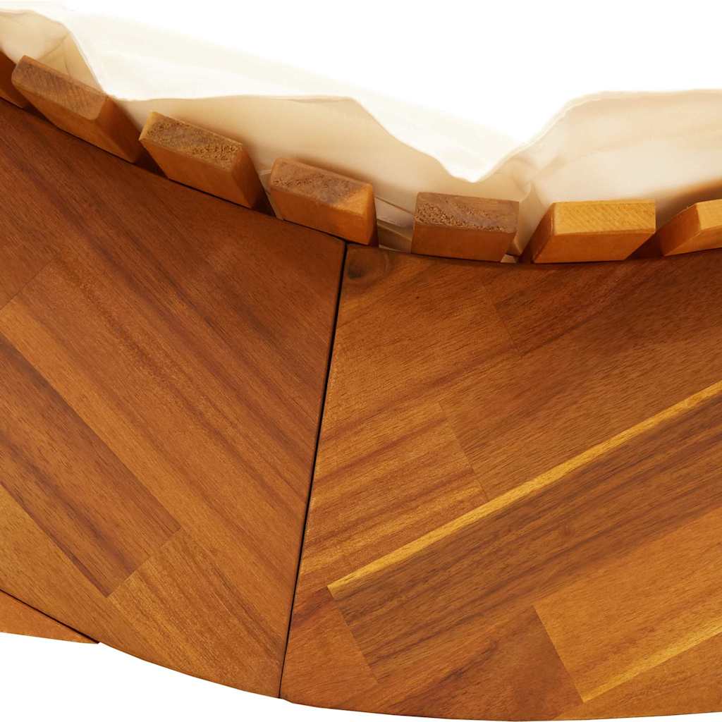 Sun Lounger with Cushion -person  pcs  Solid Acacia Wood top view showcasing wood texture and cushion design.