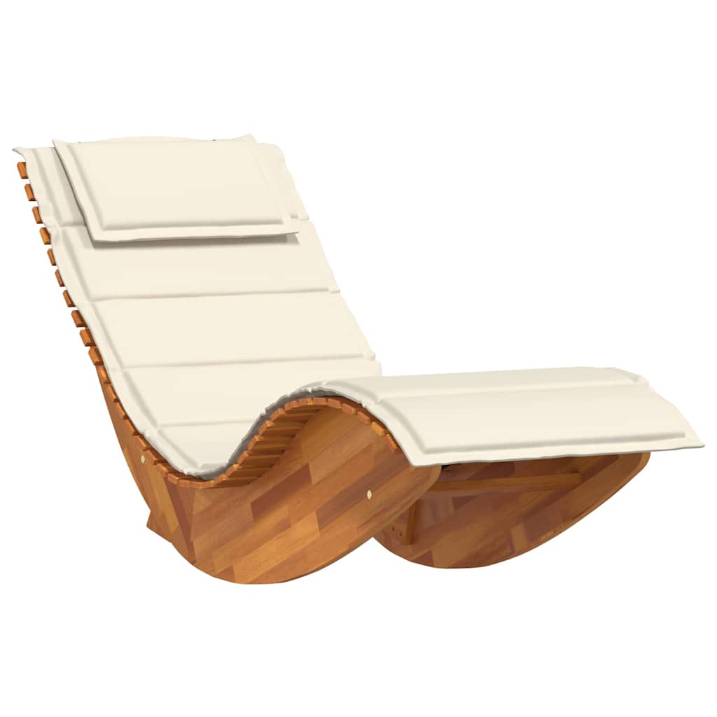 Sun Lounger with Cushion -person  pcs  Solid Acacia Wood for stylish outdoor relaxation.