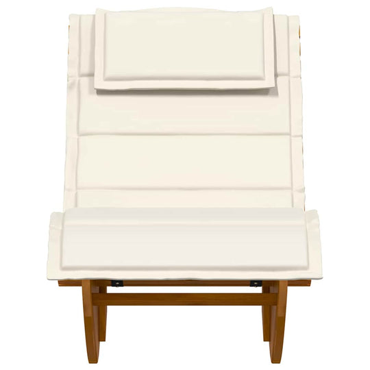 Sun Lounger with Cushion -person  pcs  Solid Acacia Wood in modern design with cream cushion.