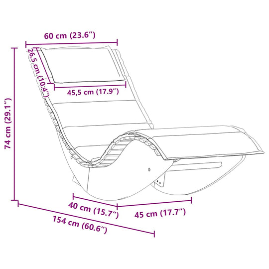 Sun Lounger with Cushion -person  pcs  Solid Acacia Wood dimensions and design illustration