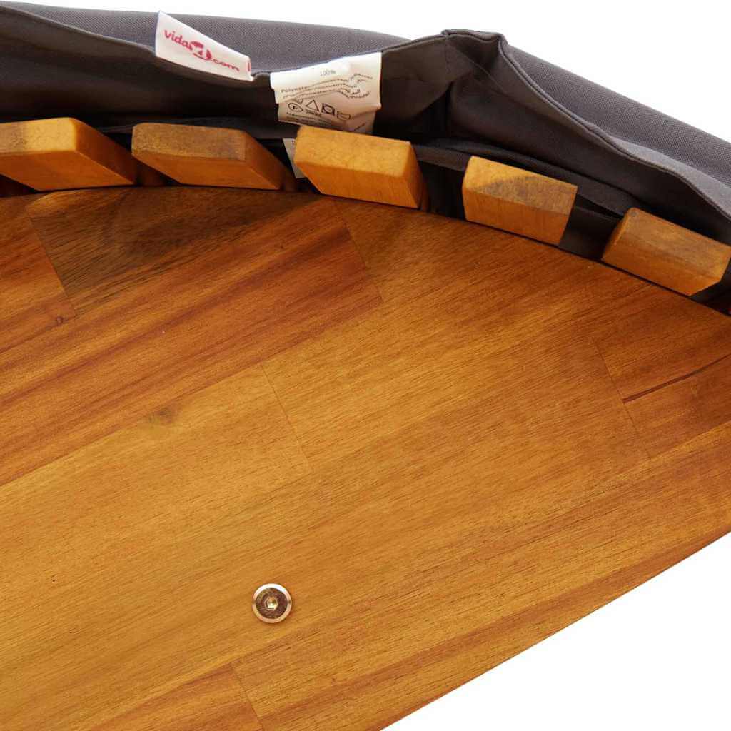 Close-up view of Sun Lounger with Cushion -person  pcs  Solid Acacia Wood showing its wooden frame and cushioning.
