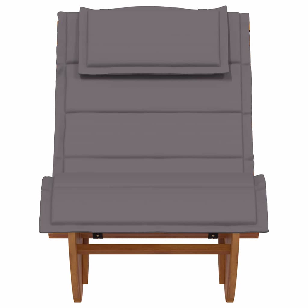 Sun Lounger with Cushion -person  pcs  Solid Acacia Wood, modern outdoor lounger with grey cushion and wooden frame.
