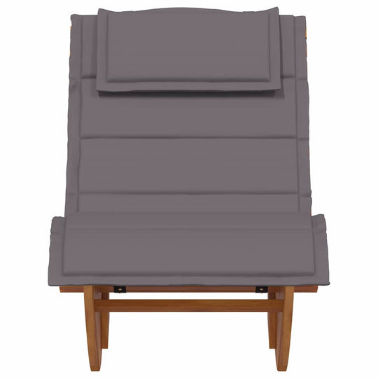 Sun Lounger with Cushion -person  pcs  Solid Acacia Wood, modern outdoor lounger with grey cushion and wooden frame.