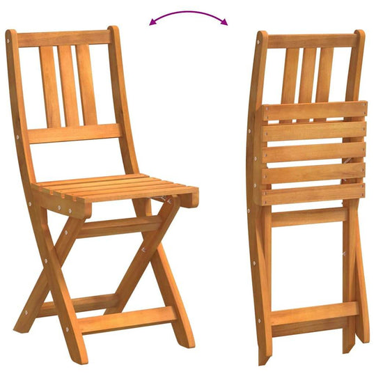 Garden Chair Folding 4 pcs Oil Natural UAE, showcasing a foldable acacia wood design for outdoor use.