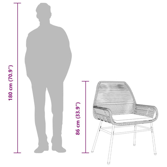 Garden Dining 5 Piece Set with Cushions  Poly Rattan Glass