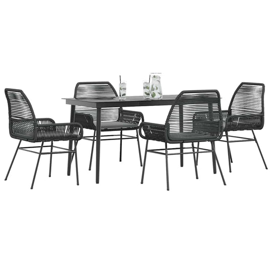 5 Piece Garden Dining Set with Cushions and Glass Table for Outdoor Patio
