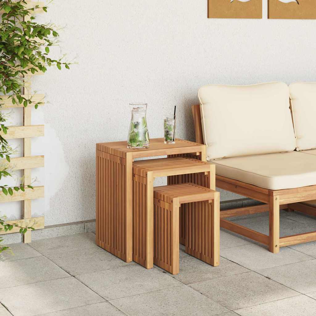 Garden Side Table 3 pcs   Solid Teak Wood